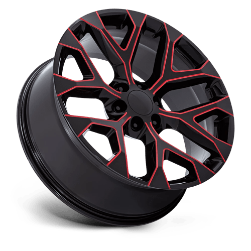 22X9 Performance Replicas PR177 GLOSS BLACK RED MILLED 6X139.7