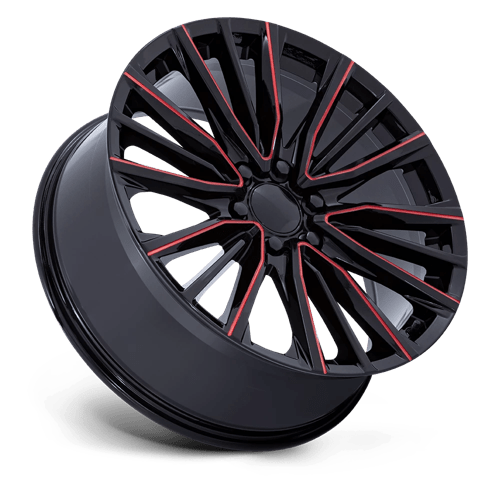 24X10 Performance Replicas PR223 GLOSS BLACK MILLED RED 6X139.7