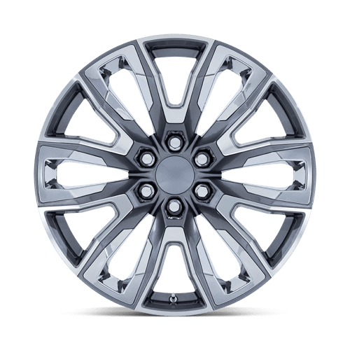 24X10 Performance Replicas PR225 GLOSS GUNMETAL MACH W/ CHR ACC 6X139.7