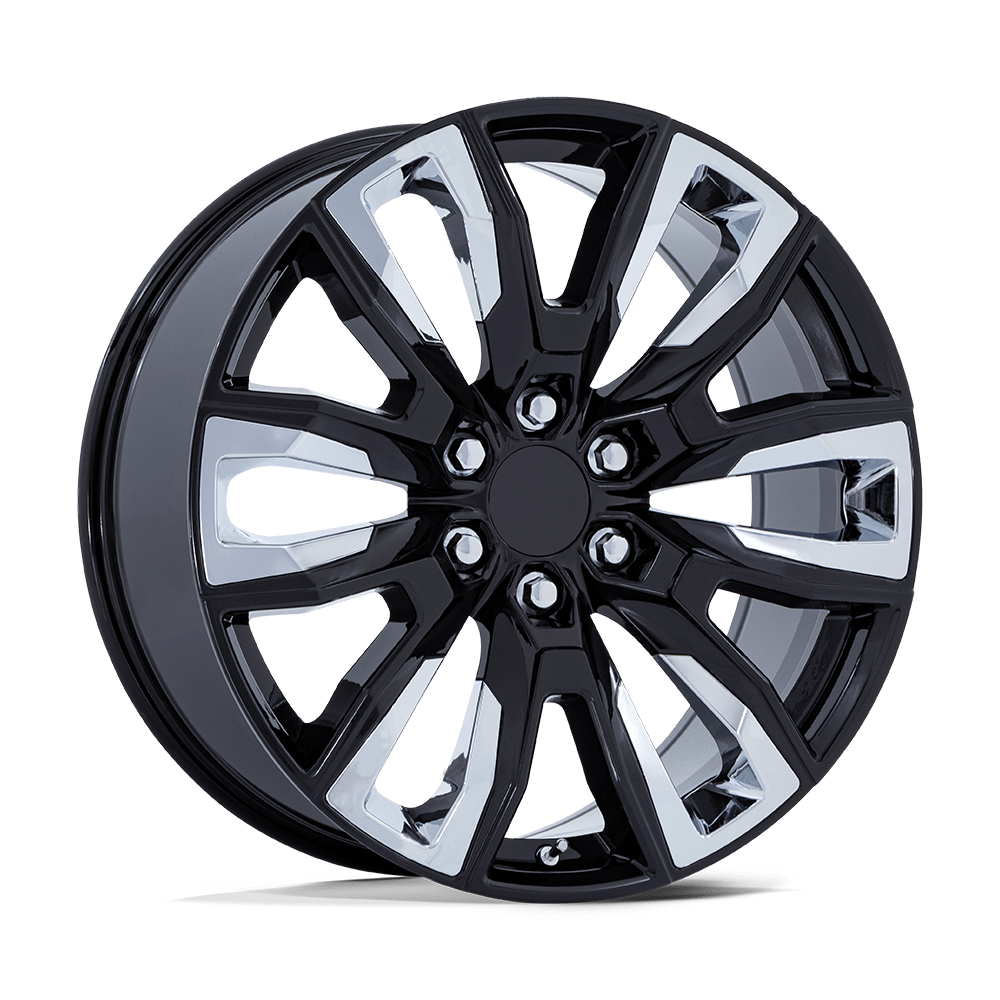 24X10 Performance Replicas PR225 GLOSS BLACK W/ CHROME ACCENTS 6X139.7