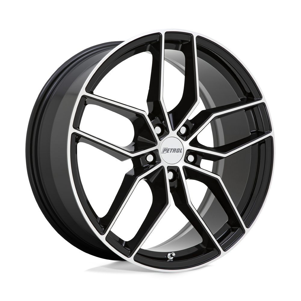 20" Petrol P5C GLOSS BLACK W/ MACH CUT FACE 5X112