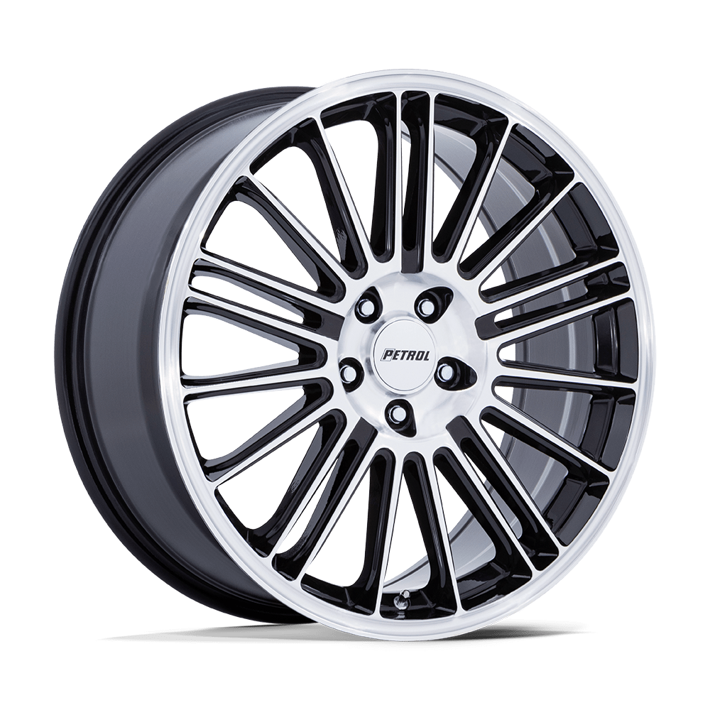 18X8 Petrol PE001 P1D GLOSS BLACK W/ MACHINED FACE 5X110