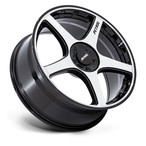 19X8 Petrol PE003 P2E GLOSS BLACK W/ MACHINED FACE 5X108/5X114.3