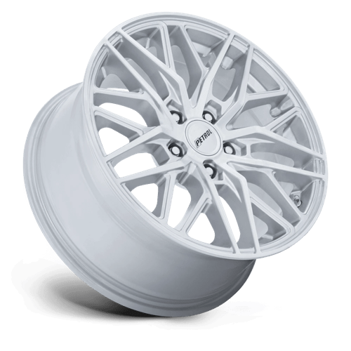 19X8.5 Petrol PE004 P3E MACHINED BRUSHED GLOSS SILVER 5X114.3