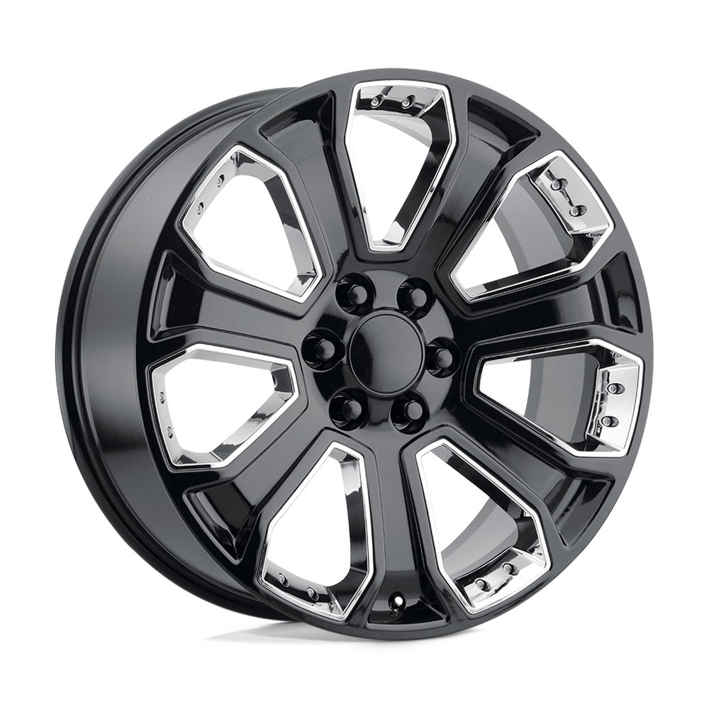 22" Performance Replicas PR113 GLOSS BLACK W/ CHROME ACCENTS 6X139.7