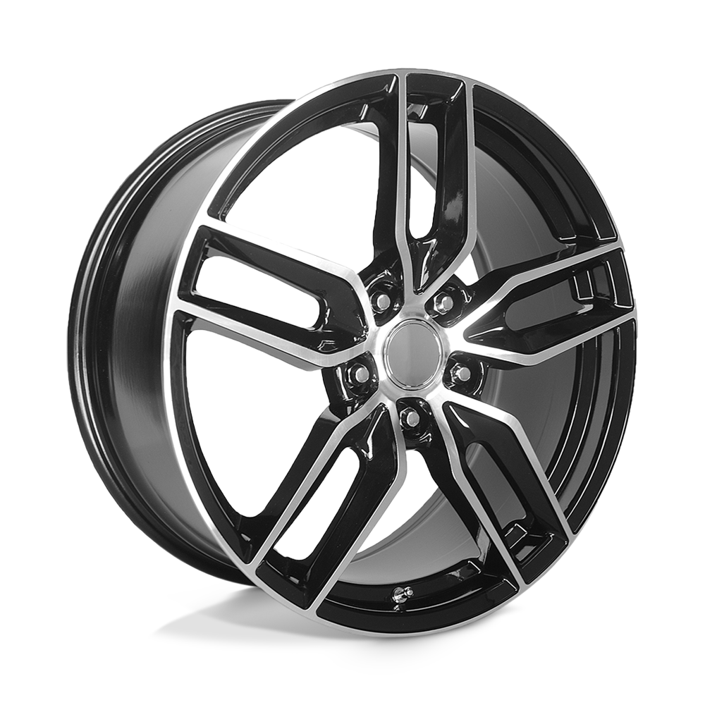 19" Performance Replicas PR160 GLOSS BLACK W/ MACHINED SPOKES 5X120.65