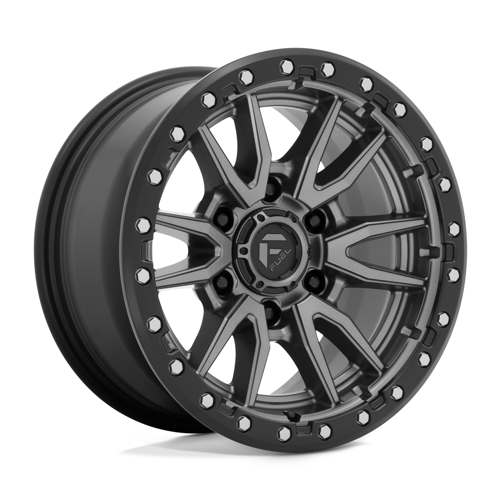 16X8 Fuel 1PC D680 REBEL RIMS - MATTE GUNMETAL BLACK BEAD RING 6X139.7