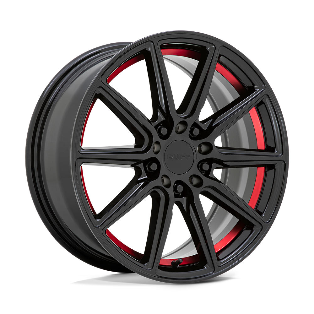 17" Ruff THROTTLE GLOSS BLACK W/ MACH RED LIP 5X100/5X114.3