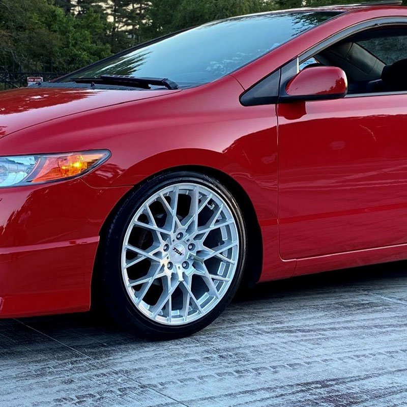 18X8.5 TSW SEBRING RIMS - SILVER W/ MIRROR CUT FACE 5X108