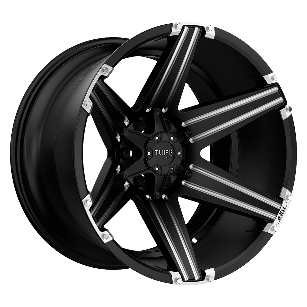 20" Tuff T12 SATIN BLACK W/ MILLED SPOKES 6X139.7