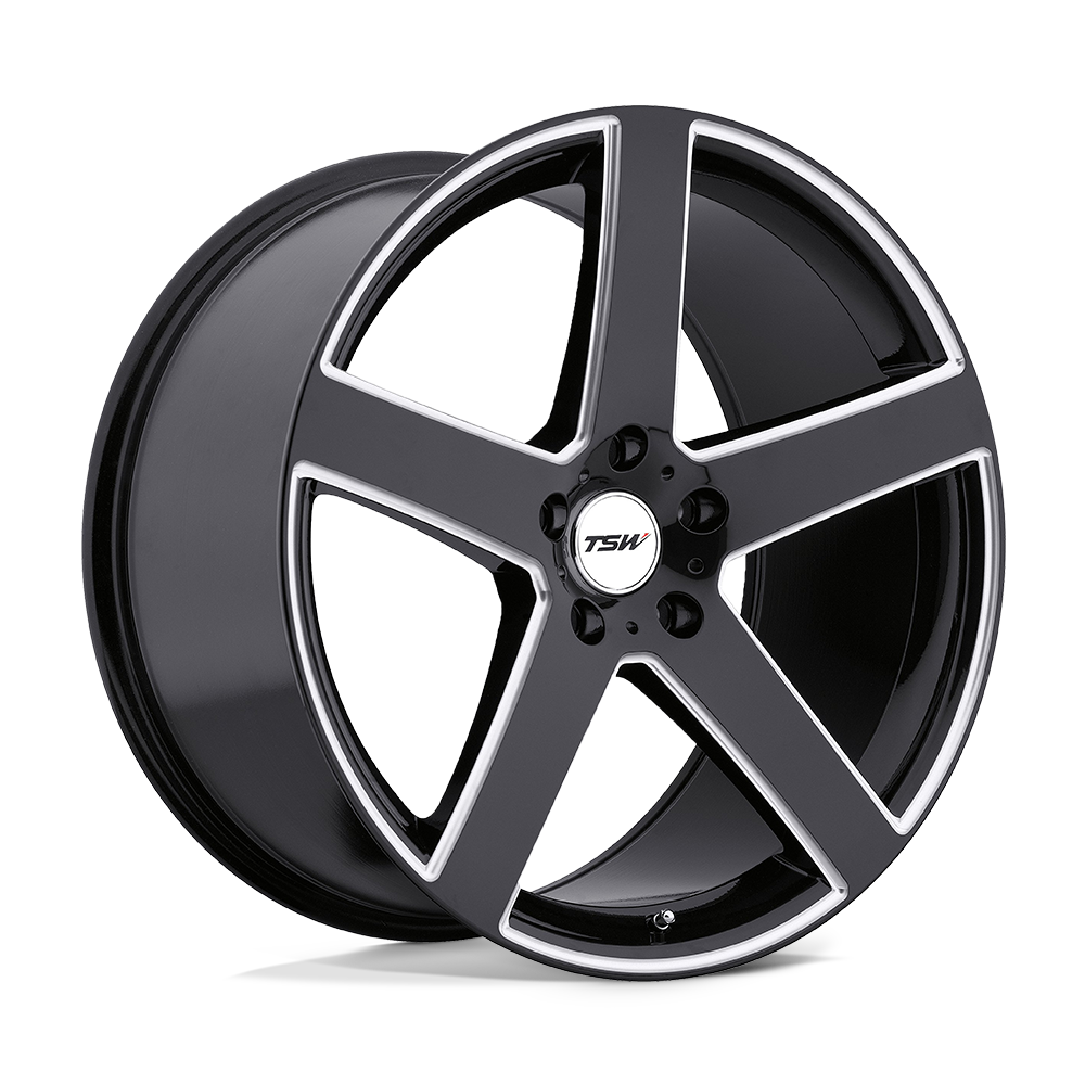 20" TSW RIVAGE GLOSS BLACK W/ MILLED SPOKE 5X120