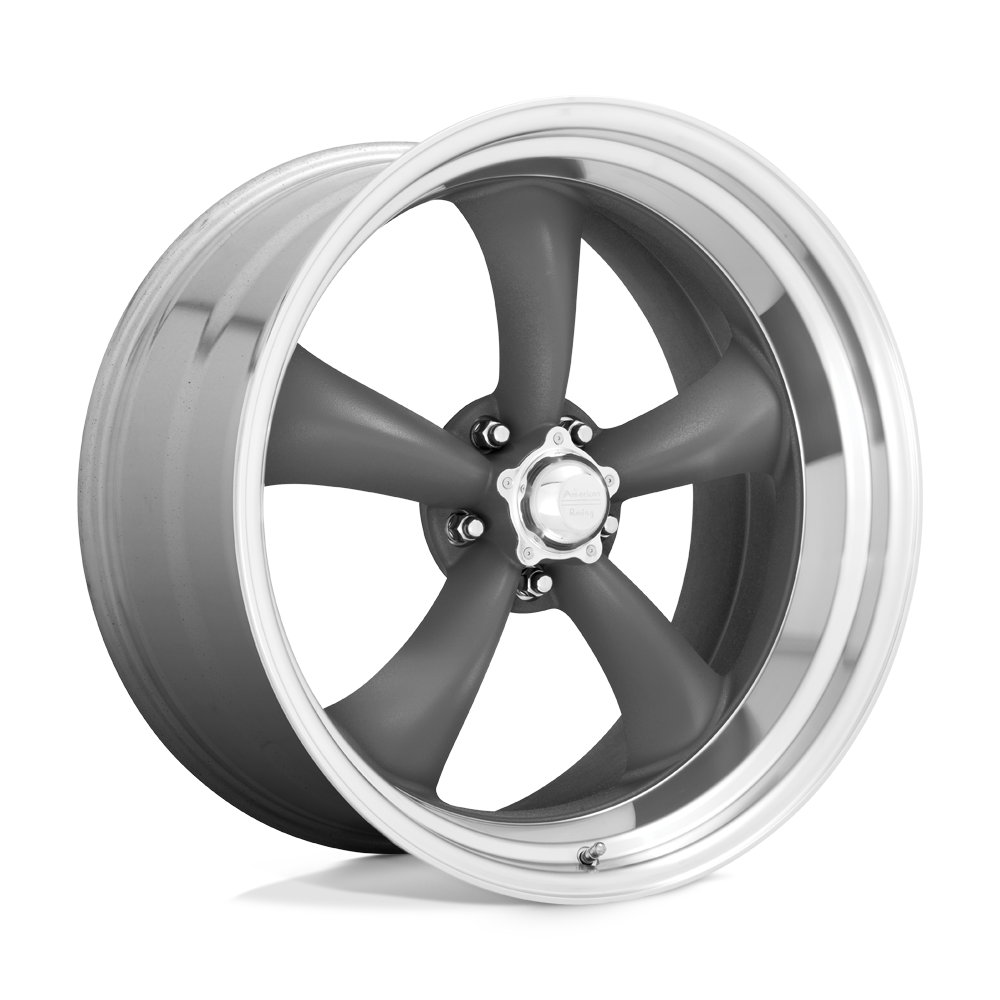 16X8 American Racing Vintage VN215 CLASSIC TORQ THRUST II MAG GRAY W/ MACHINED LIP 5X114.3