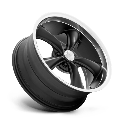 18X8 American Racing Vintage VN338 BOSS TT TEXTURED BLACK DIAMOND CUT LIP 5X114.3