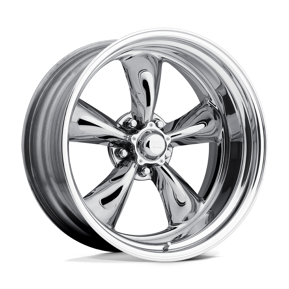 18X9.5 American Racing Vintage VN405 TORQ THRUST II CUSTOM TWO-PIECE POLISHED 5X120.65