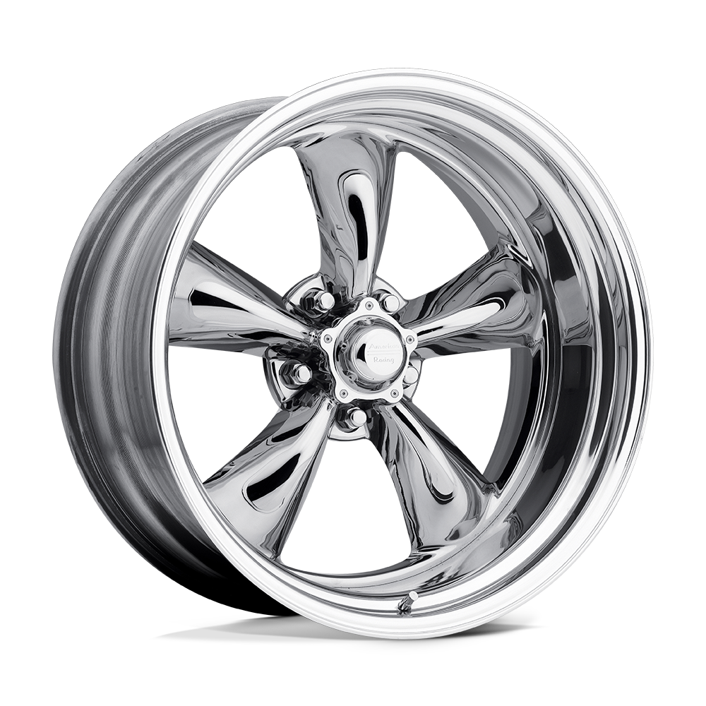 18X10 American Racing Vintage VN405 TORQ THRUST II CUSTOM TWO-PC CHROME W/ POLISH BARREL 5X139.7