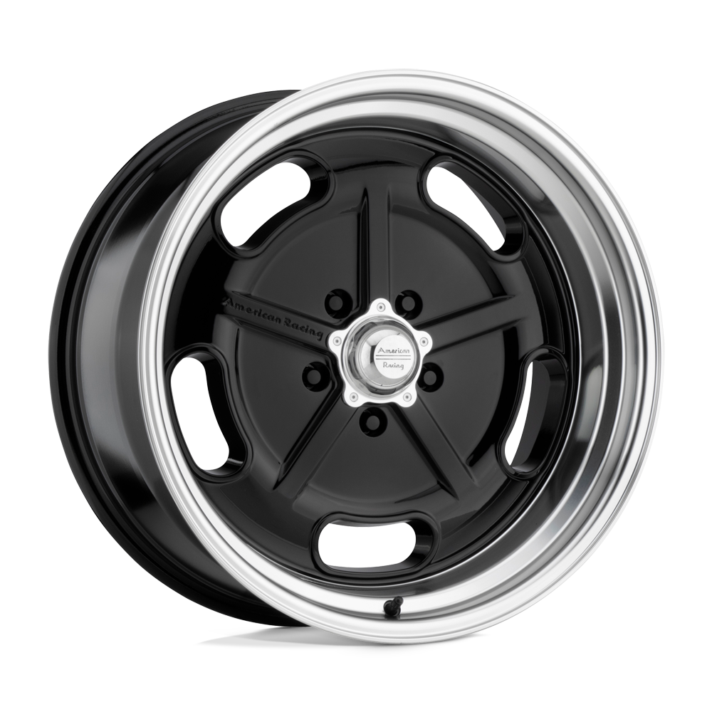 22X8.5 American Racing Vintage VN511 SALT FLAT GLOSS BLACK W/ DIAMOND CUT LIP 5X114.3