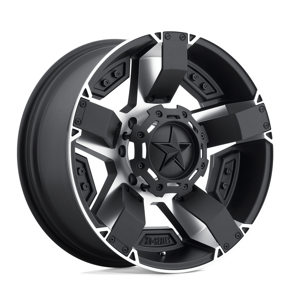 22X9.5 XD XD811 ROCKSTAR II MATTE BLACK MACH W/ ACCENTS 6X135/6X139.7
