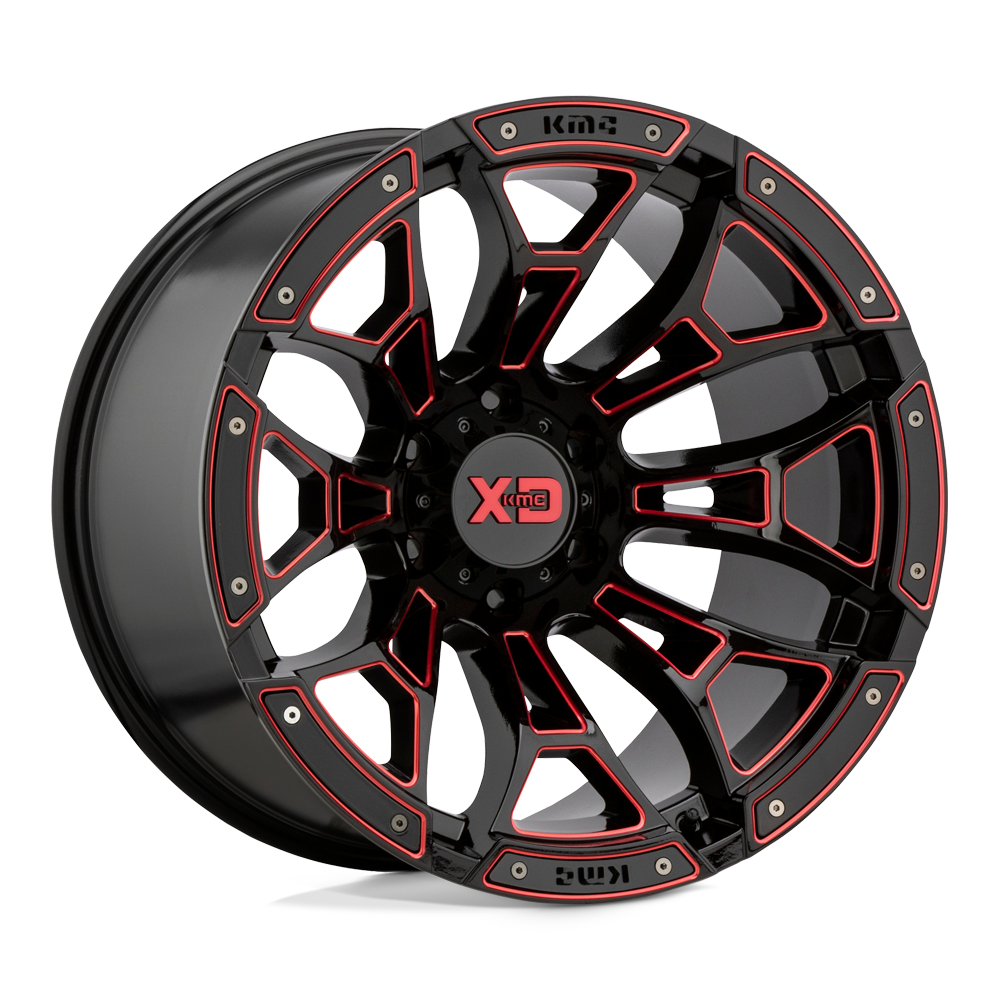 20X10 XD XD841 BONEYARD GLOSS BLACK MILLED W/ RED TINT 8X165.1