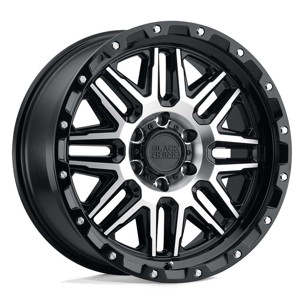 20" Black Rhino Hard Alloys ALAMO GLOSS BLACK W/ MACH FACE 5X127