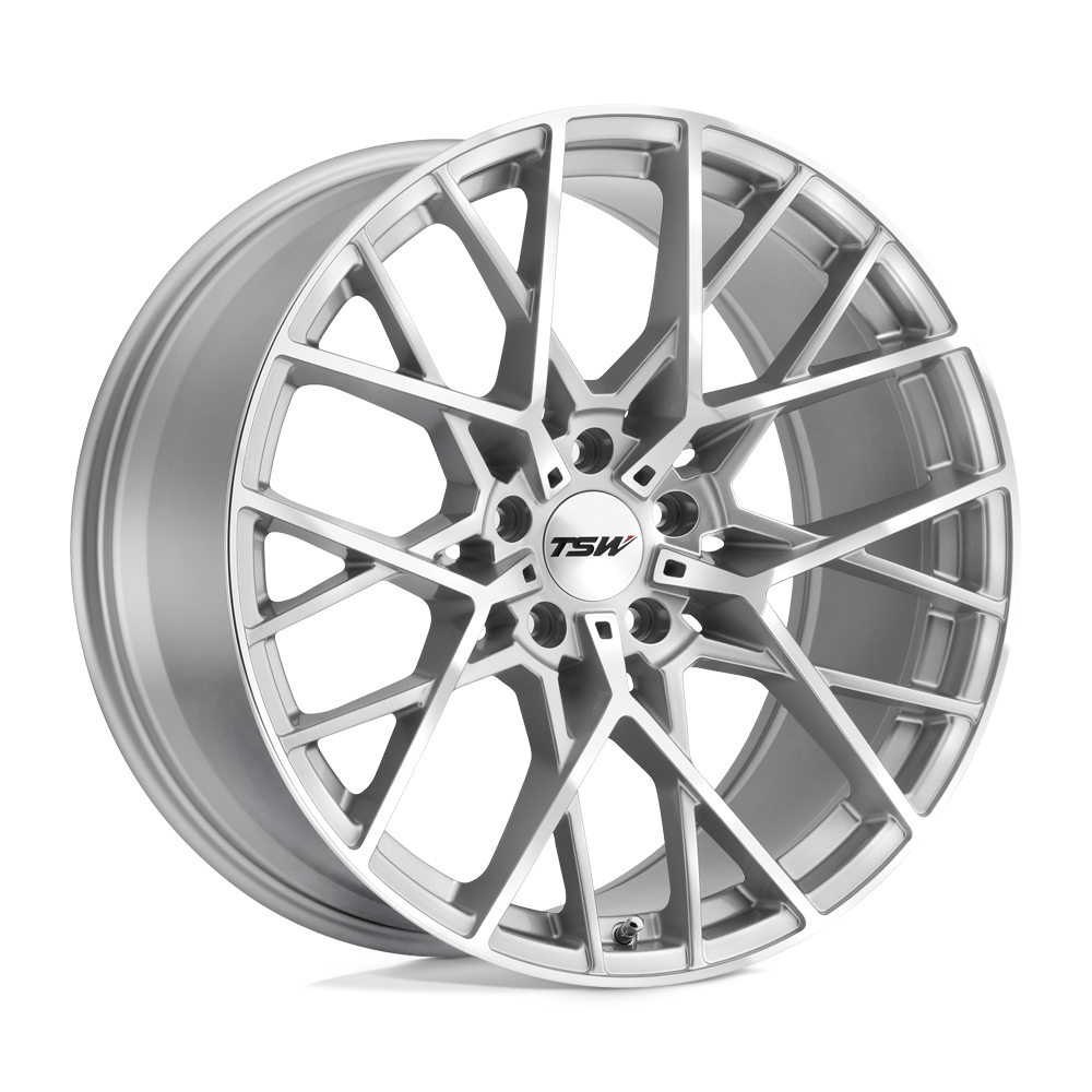18X8.5 TSW SEBRING RIMS - SILVER W/ MIRROR CUT FACE 5X108