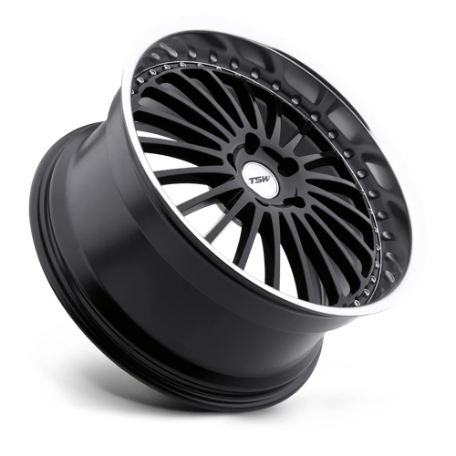 17" TSW SILVERSTONE GLOSS BLACK W/ MIRROR CUT LIP 5X114.3