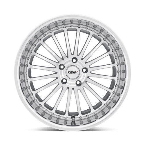 18" TSW SILVERSTONE SILVER MIRROR CUT FACE & LIP 5X114.3