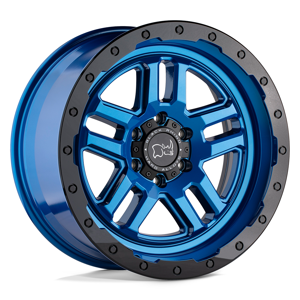 20" Black Rhino Hard Alloys BARSTOW DEARBORN BLUE W/ BLACK RING 6X135