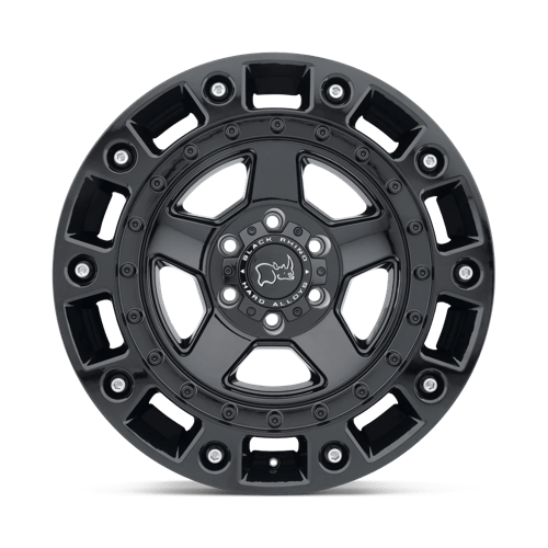 20" Black Rhino Hard Alloys CINCO GLOSS BLACK W/ STAINLESS BOLT 5X150