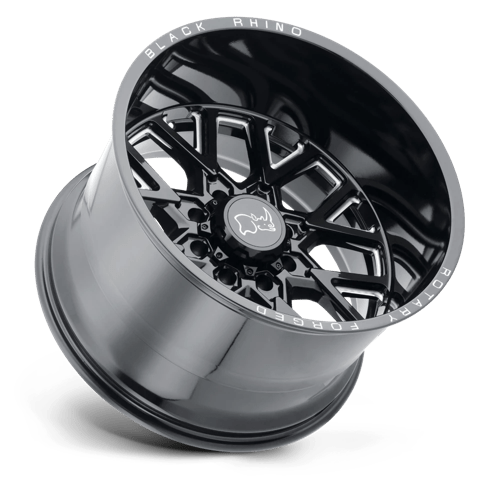 20X9.5 Black Rhino Hard Alloys GRIMLOCK GLOSS BLACK & MILLED 8X180