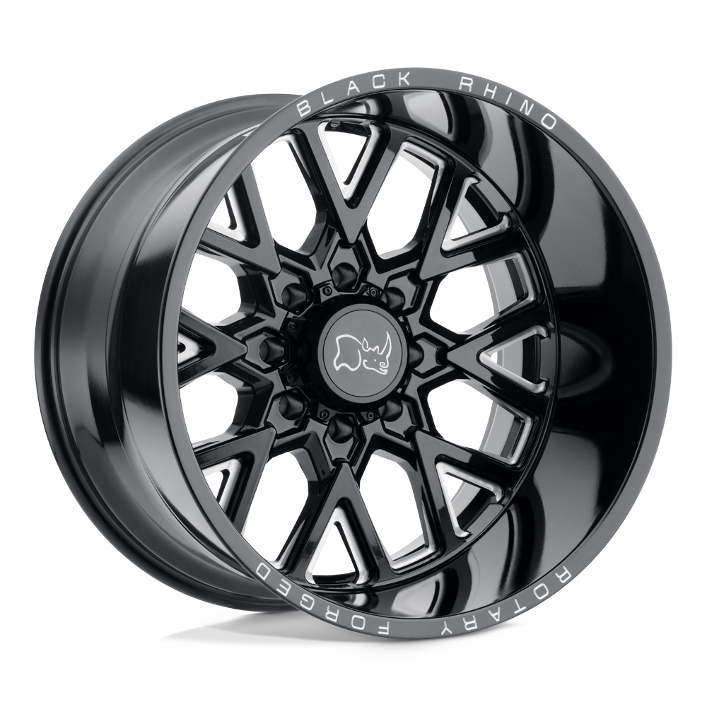 20" Black Rhino Hard Alloys GRIMLOCK GLOSS BLACK & MILLED 5X127