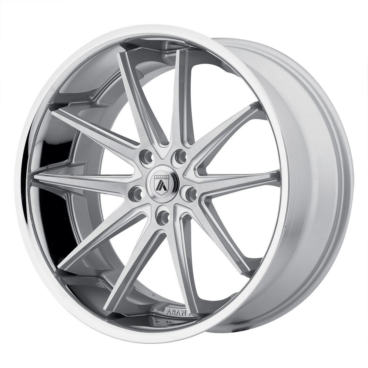 20X8.5 Asanti Black ABL-5 ALTAIR SILVER MACHINED W/ SS LIP 5X120