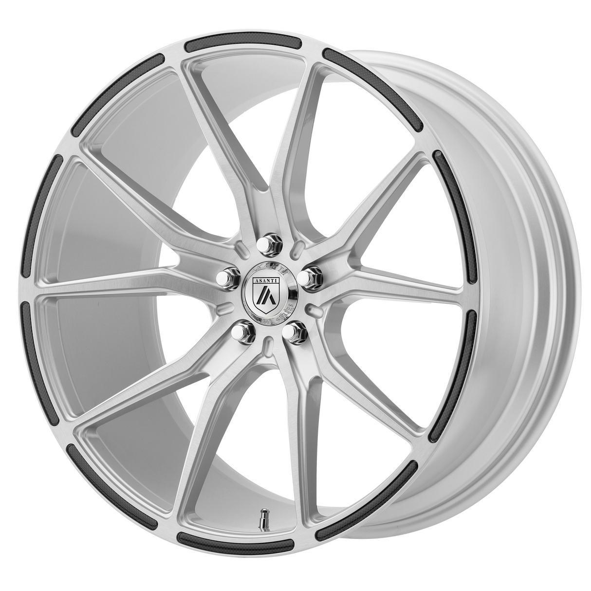 22X9 Asanti Black ABL-13 VEGA BRUSH SILVER W/ CARBON INSERTS 5X120