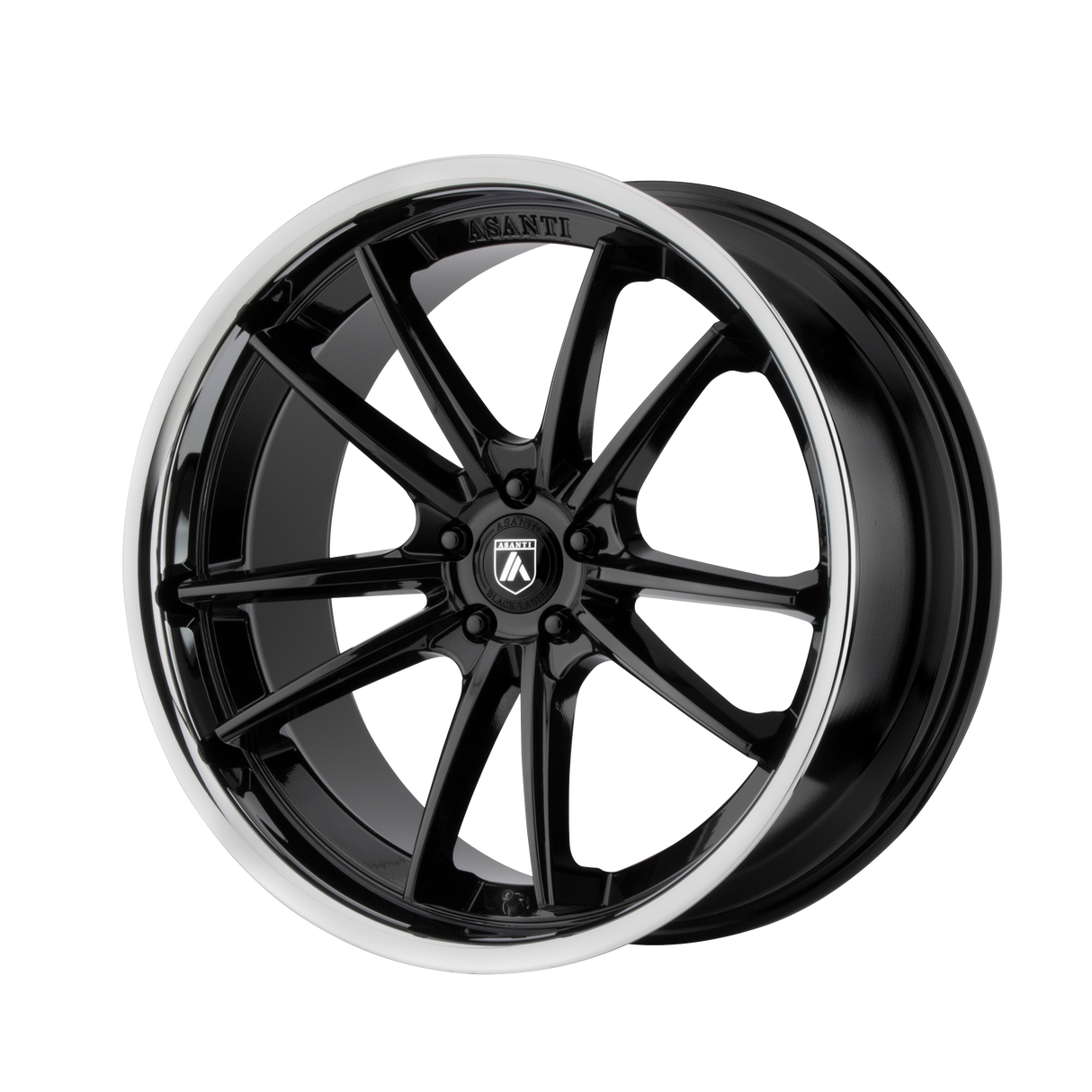 24X9 Asanti Black ABL-23 SIGMA GLOSS BLACK W/ CHROME LIP 5X115