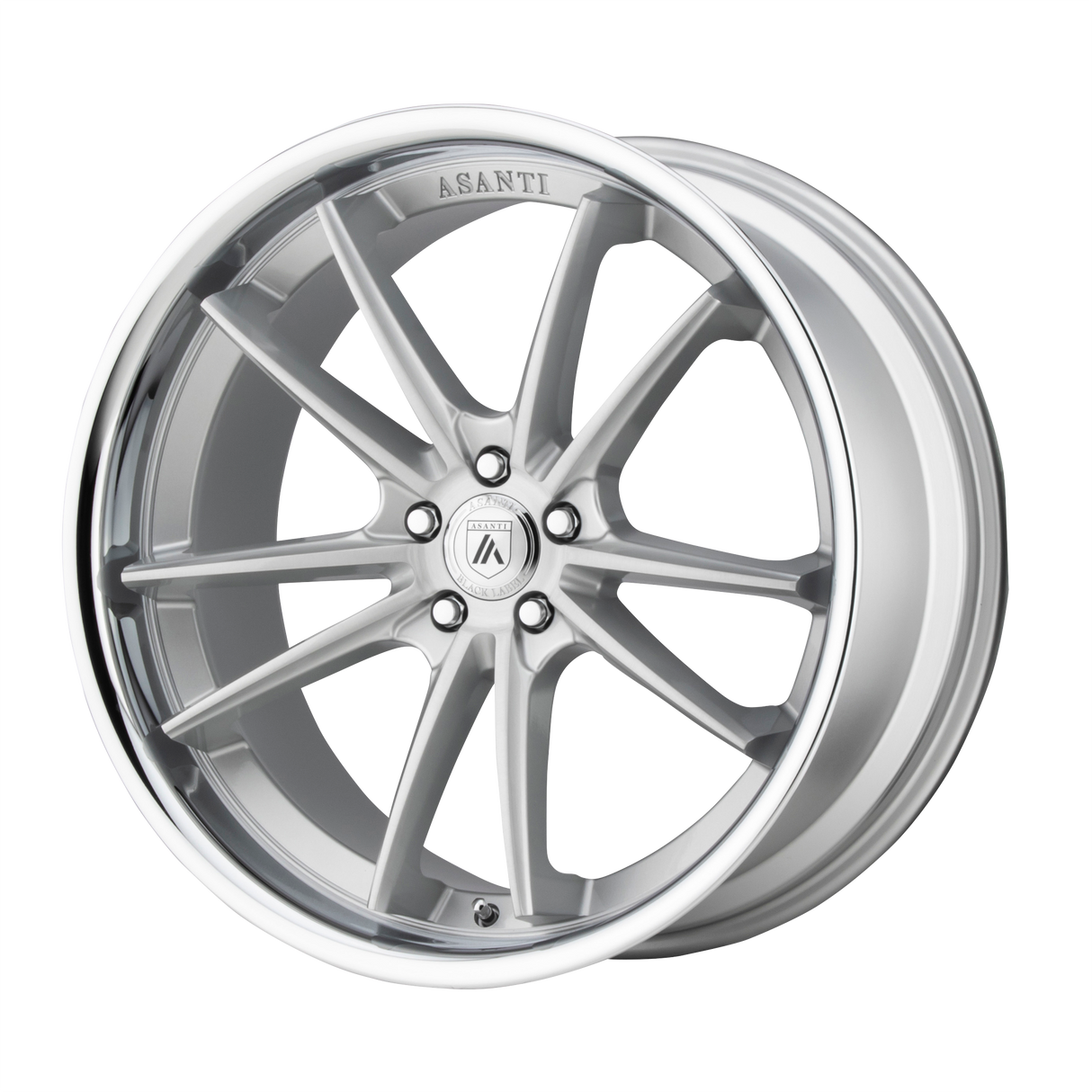 22X10.5 Asanti Black ABL-23 SIGMA BRUSHED SILVER W/ CHROME LIP 5X112