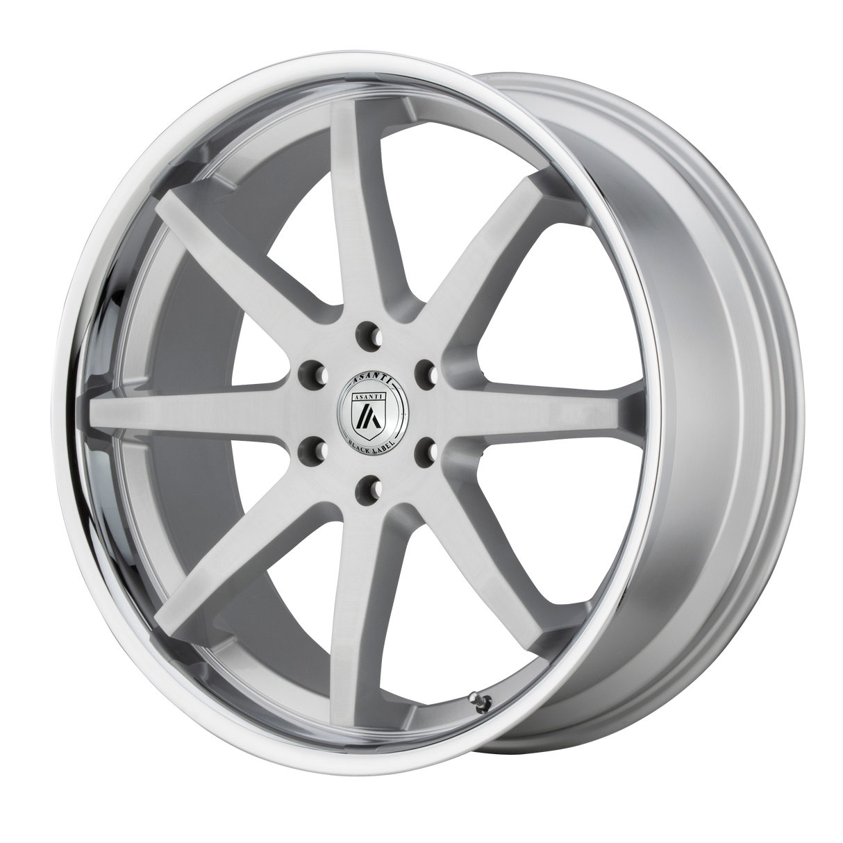 20X9 Asanti Black ABL-32 KAISER BRUSHED SILVER W/ CHROME LIP 5X127