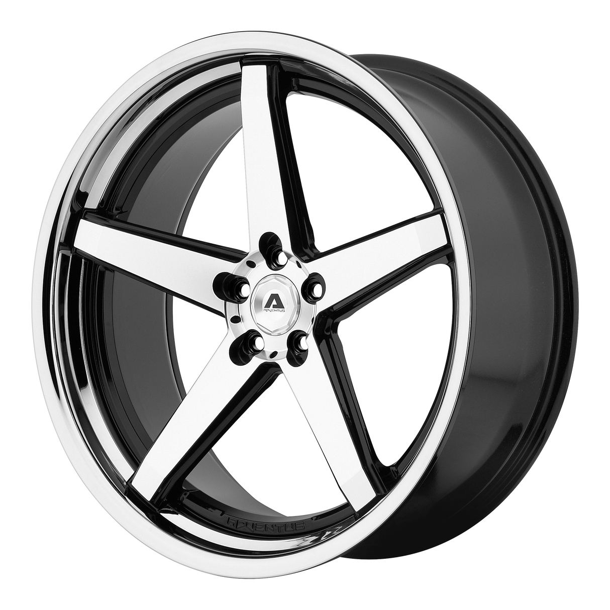 20X10 Adventus AVS-2 GLOSS BLACK MACHINED W/ SS LIP 5X112