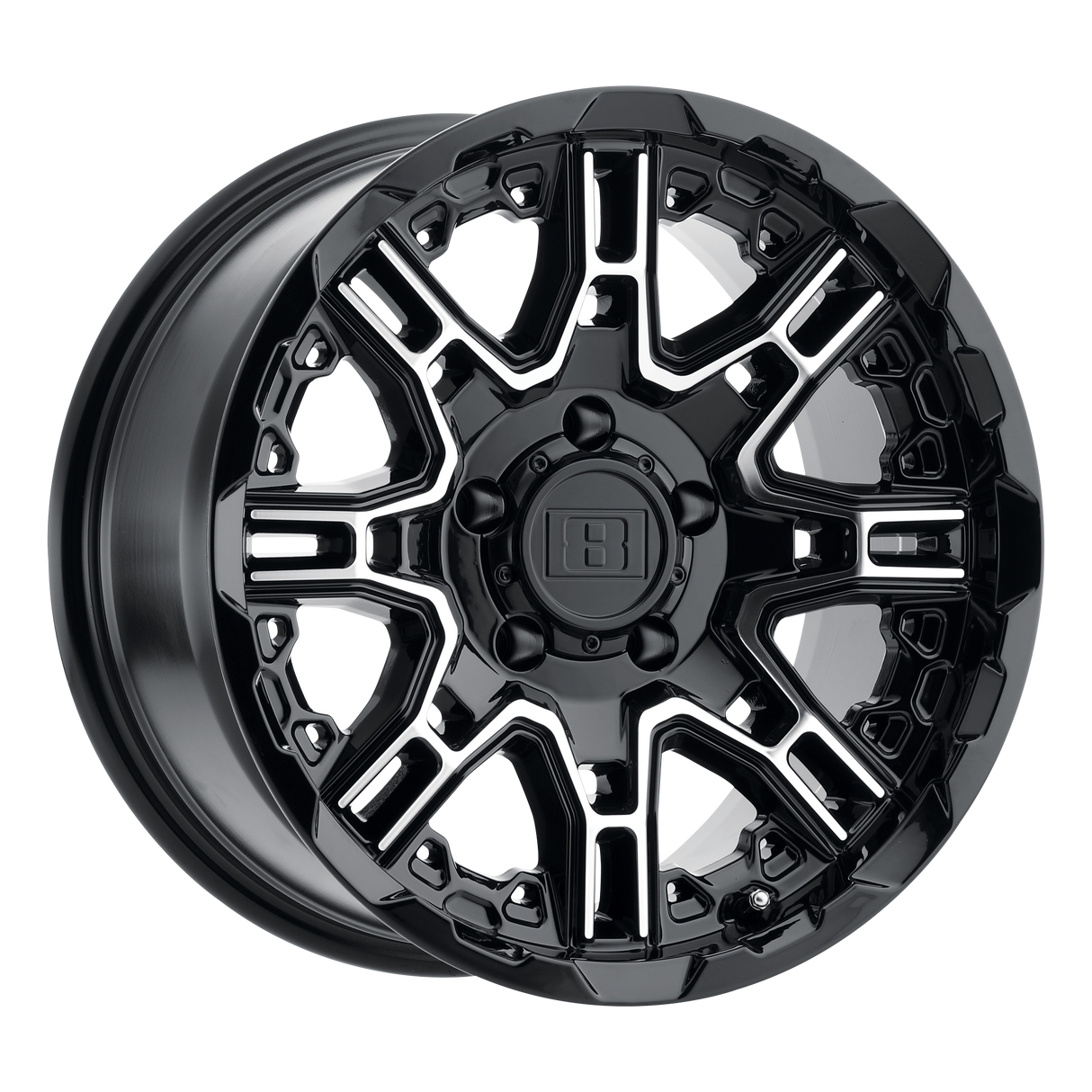 22" Level 8 SLINGSHOT GLOSS BLACK W/ MACHINED FACE 8X180
