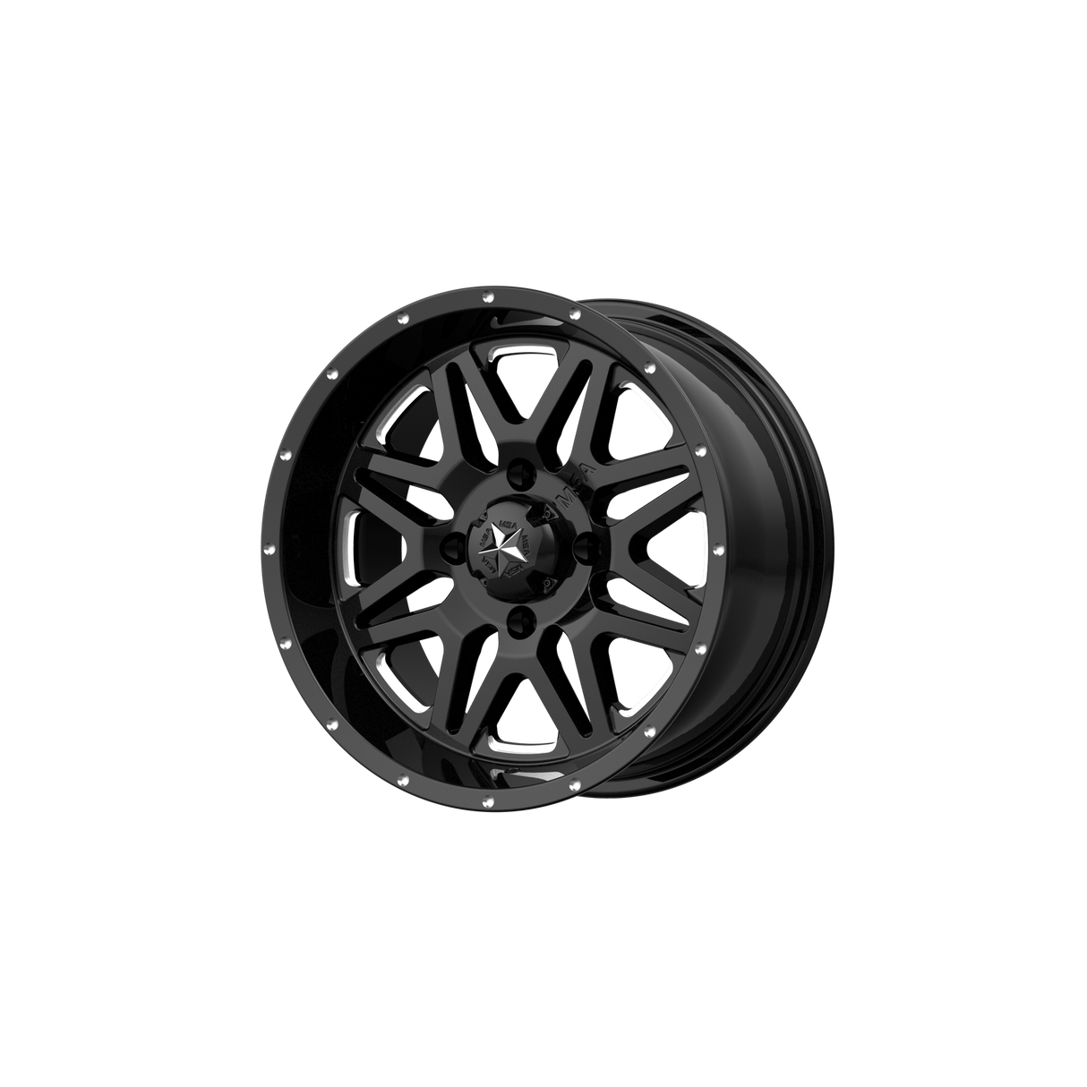 16X7 MSA Offroad Wheels M26 VIBE GLOSS BLACK MILLED 4X137