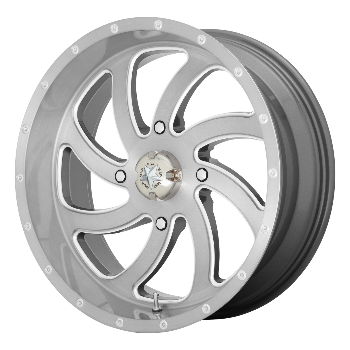 20X7 MSA Offroad Wheels M36 SWITCH BRUSHED TITANIUM 4X137