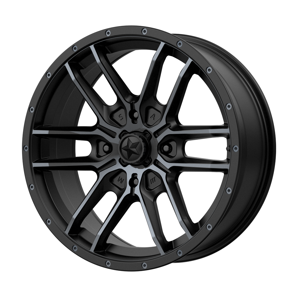 18X7 MSA Offroad Wheels M43 FANG SATIN BLACK W/ TITANIUM TINT 4X137