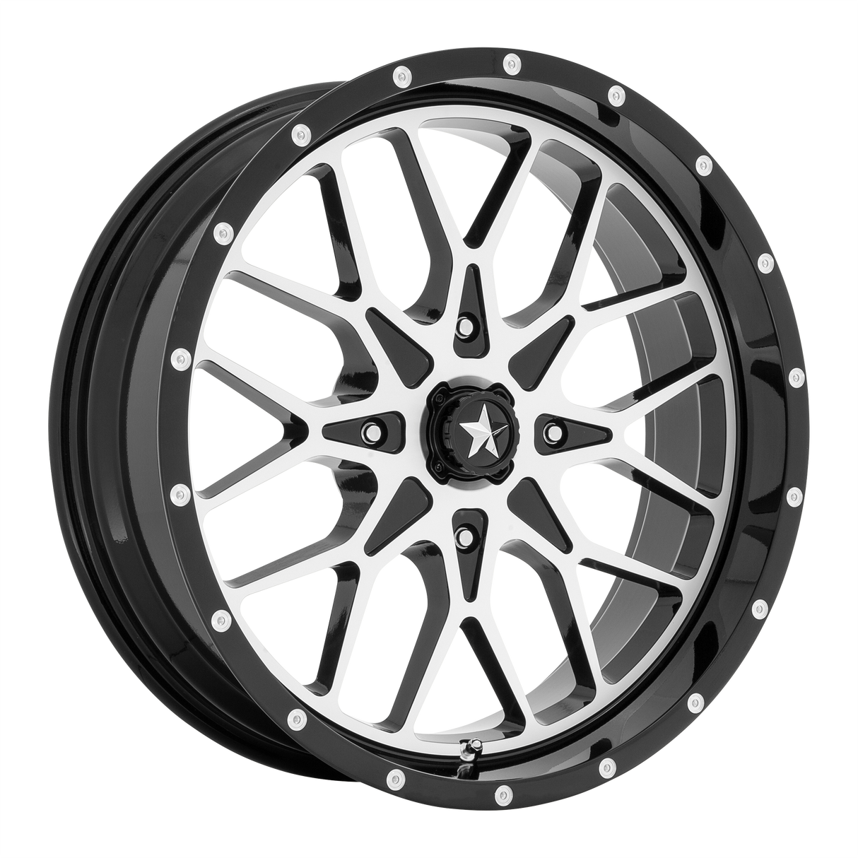 15X7 MSA Offroad Wheels M45 PORTAL GLOSS BLACK MACHINED 4X156