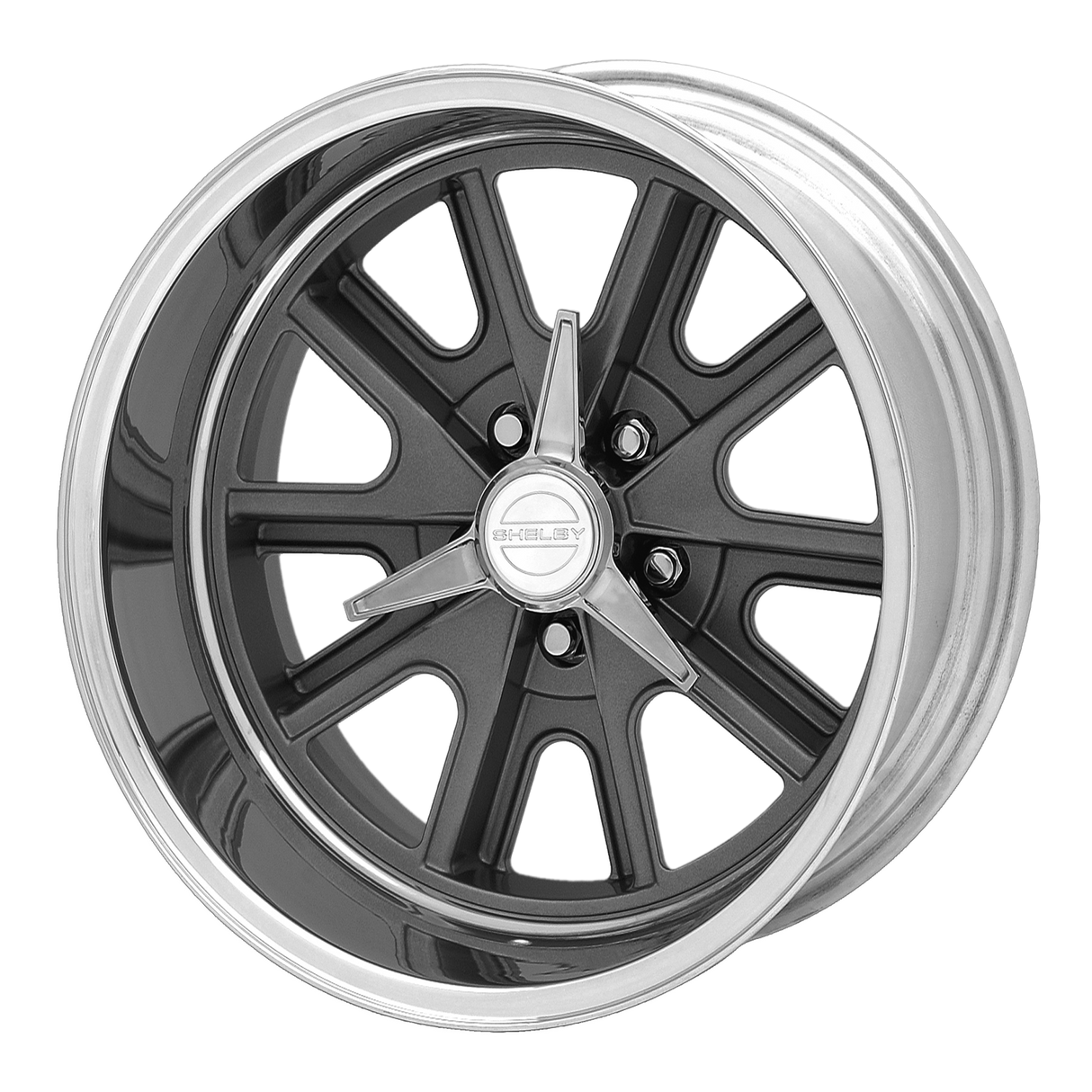 15X7 American Racing Vintage VN427 SHELBY COBRA TWO-PC MAG GRAY POLISH BARREL 5X114.3