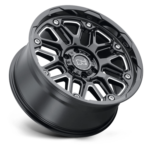 18X9.5 Black Rhino Hard Alloys HOLLISTER GLOSS BLACK W/ MILLED SPOKES 8X165.1
