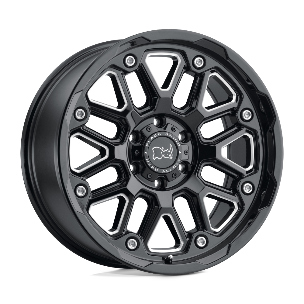 18X9.5 Black Rhino Hard Alloys HOLLISTER GLOSS BLACK W/ MILLED SPOKES 8X165.1