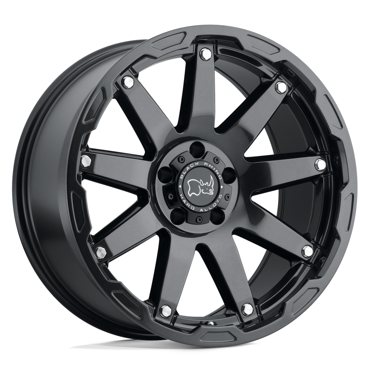 20" Black Rhino Hard Alloys OCEANO GLOSS GUN BLACK W/ SS BOLTS 5X127