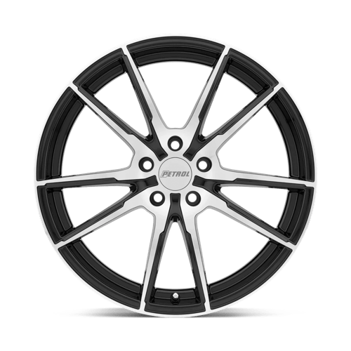 19" Petrol P0A GLOSS BLACK W/ MACH CUT FACE 5X100