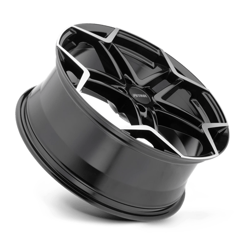 19" Petrol P1A GLOSS BLACK W/ MACH CUT FACE 5X112