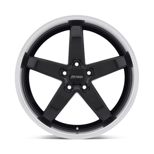 18" Petrol P1B GLOSS BLACK W/ MACH CUT LIP 5X112