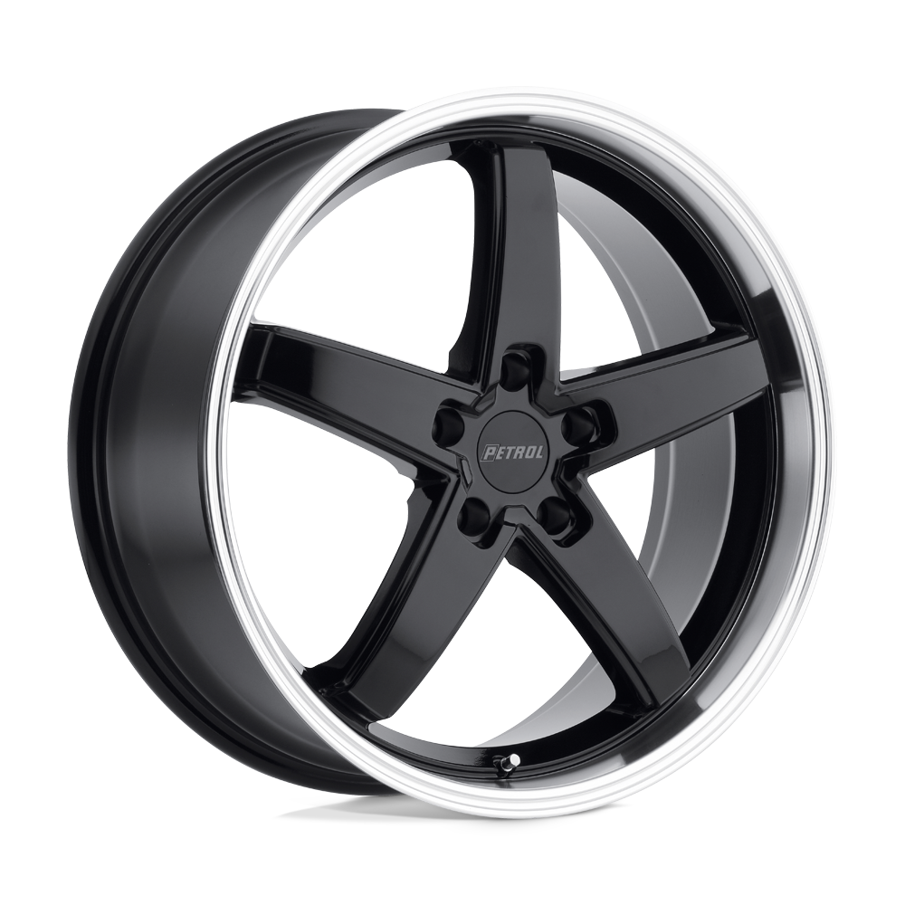 18" Petrol P1B GLOSS BLACK W/ MACH CUT LIP 5X114.3