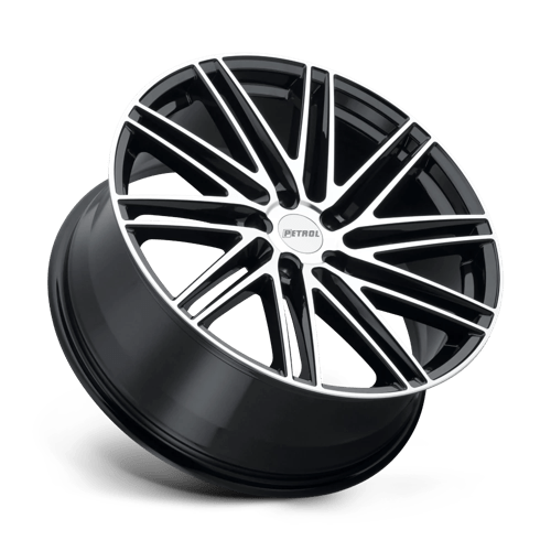 19X8 Petrol P1C GLOSS BLACK W/ MACH CUT FACE 5X114.3